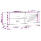 vidaXL Mueble de TV VIGO de Madera Maciza de Pino Blanca, Centro de Entretenimiento - 105,9x40x40 cm con Cajón, Estante Abierto y Armario, Fácil de Limpiar