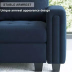 Sofá modular Belffin de terciopelo capitoné en forma de L con chaise reversible, sofá seccional modular convertible con otomana de almacenamiento