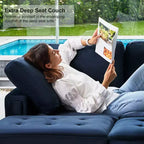 Sofá modular Belffin de terciopelo capitoné en forma de L con chaise reversible, sofá seccional modular convertible con otomana de almacenamiento