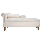 Zeus y Ruta Chaise Lounge Moderno Tapizado con Brazos Enrollados, Sofá Interior, Sillón Terciopelo con Almacenamiento y Almohada