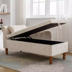 Zeus y Ruta Chaise Lounge Moderno Tapizado con Brazos Enrollados, Sofá Interior, Sillón Terciopelo con Almacenamiento y Almohada