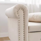 Zeus y Ruta Chaise Lounge Moderno Tapizado con Brazos Enrollados, Sofá Interior, Sillón Terciopelo con Almacenamiento y Almohada