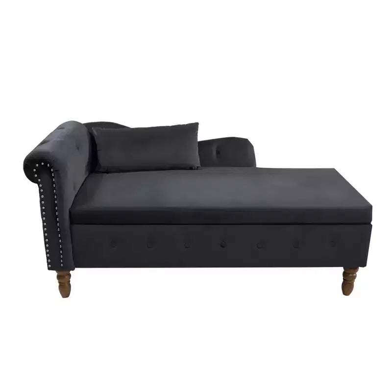 Zeus y Ruta Chaise Lounge Moderno Tapizado con Brazos Enrollados, Sofá Interior, Sillón Terciopelo con Almacenamiento y Almohada