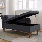 Zeus y Ruta Chaise Lounge Moderno Tapizado con Brazos Enrollados, Sofá Interior, Sillón Terciopelo con Almacenamiento y Almohada