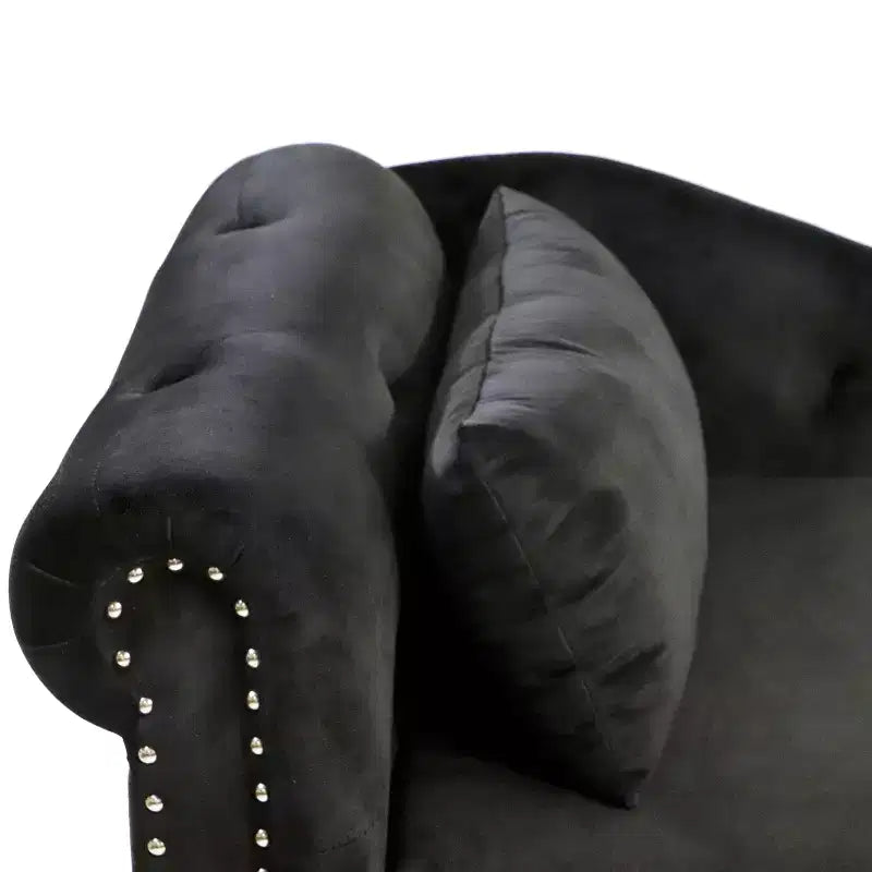 Zeus y Ruta Chaise Lounge Moderno Tapizado con Brazos Enrollados, Sofá Interior, Sillón Terciopelo con Almacenamiento y Almohada
