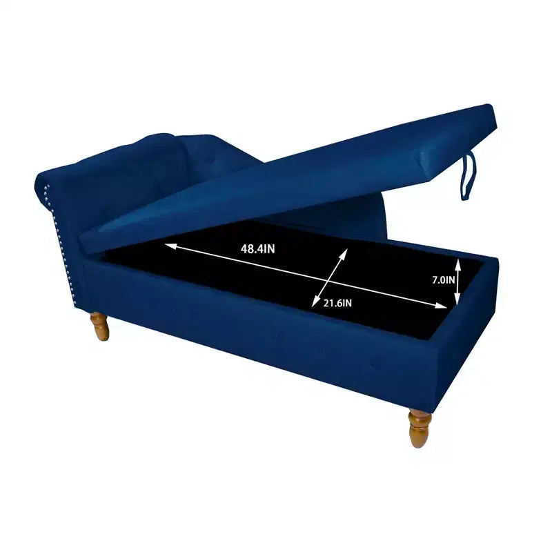 Zeus y Ruta Chaise Lounge Moderno Tapizado con Brazos Enrollados, Sofá Interior, Sillón Terciopelo con Almacenamiento y Almohada