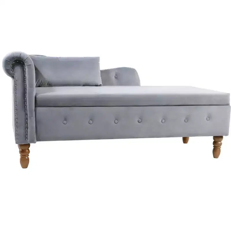 Zeus y Ruta Chaise Lounge Moderno Tapizado con Brazos Enrollados, Sofá Interior, Sillón Terciopelo con Almacenamiento y Almohada