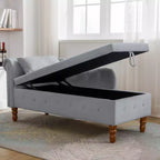 Zeus y Ruta Chaise Lounge Moderno Tapizado con Brazos Enrollados, Sofá Interior, Sillón Terciopelo con Almacenamiento y Almohada