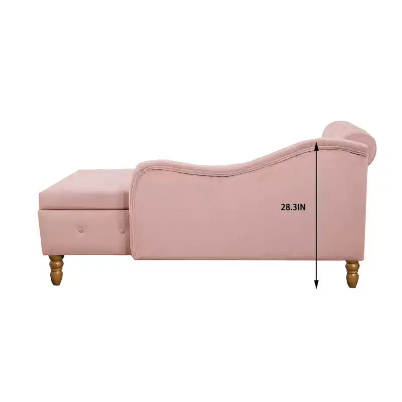 Zeus y Ruta Chaise Lounge Moderno Tapizado con Brazos Enrollados, Sofá Interior, Sillón Terciopelo con Almacenamiento y Almohada
