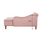 Zeus y Ruta Chaise Lounge Moderno Tapizado con Brazos Enrollados, Sofá Interior, Sillón Terciopelo con Almacenamiento y Almohada