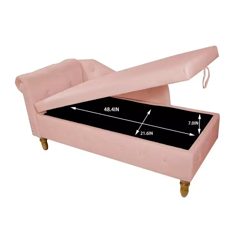Zeus y Ruta Chaise Lounge Moderno Tapizado con Brazos Enrollados, Sofá Interior, Sillón Terciopelo con Almacenamiento y Almohada