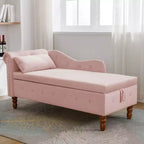 Zeus y Ruta Chaise Lounge Moderno Tapizado con Brazos Enrollados, Sofá Interior, Sillón Terciopelo con Almacenamiento y Almohada
