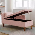 Zeus y Ruta Chaise Lounge Moderno Tapizado con Brazos Enrollados, Sofá Interior, Sillón Terciopelo con Almacenamiento y Almohada