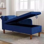 Zeus y Ruta Chaise Lounge Moderno Tapizado con Brazos Enrollados, Sofá Interior, Sillón Terciopelo con Almacenamiento y Almohada