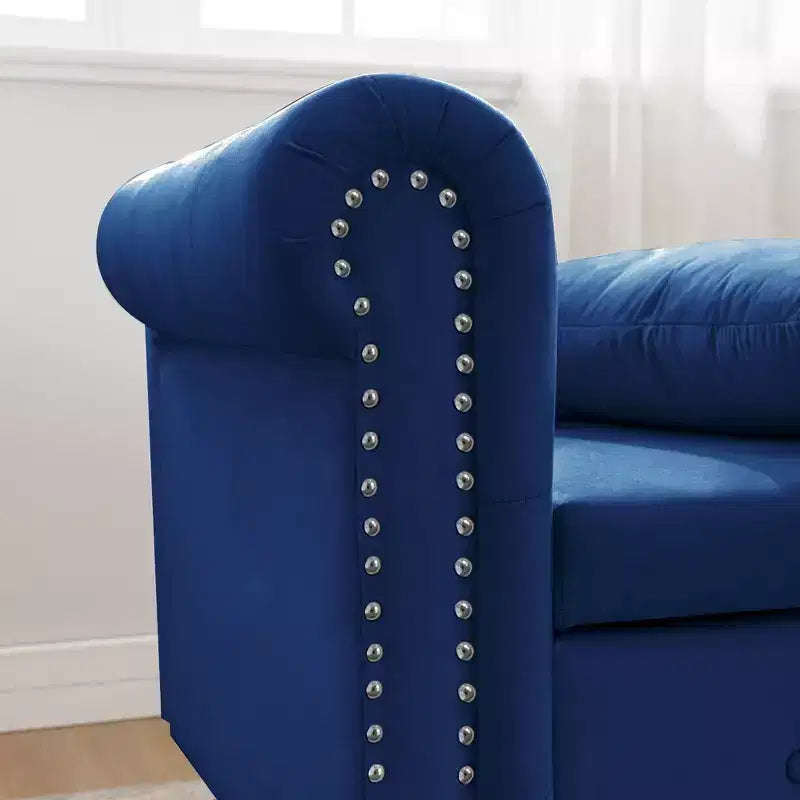Zeus y Ruta Chaise Lounge Moderno Tapizado con Brazos Enrollados, Sofá Interior, Sillón Terciopelo con Almacenamiento y Almohada