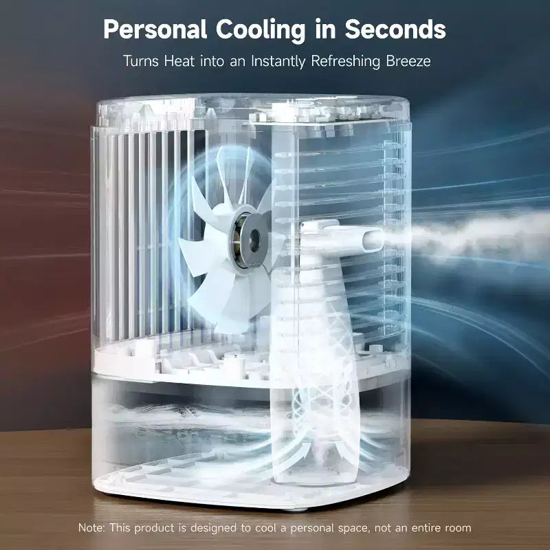HiCOZY Portable Air Cooling Fan with Mister, Mini AC Air Cooler Humidifier for Desktop