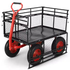Carro de jardín basculante de acero de 880 lb/1400 lb, carro utilitario basculante de jardín de servicio pesado, carro utilitario de metal, ruedas de 10 pulgadas, perfecto para jardín, granja, patio
