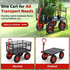 Carro de jardín basculante de acero de 880 lb/1400 lb, carro utilitario basculante de jardín de servicio pesado, carro utilitario de metal, ruedas de 10 pulgadas, perfecto para jardín, granja, patio