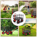 Carro de jardín basculante de acero de 880 lb/1400 lb, carro utilitario basculante de jardín de servicio pesado, carro utilitario de metal, ruedas de 10 pulgadas, perfecto para jardín, granja, patio