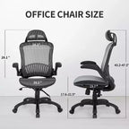 Silla de oficina FDW con respaldo alto, giratoria, de malla, con altura ajustable