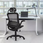Silla de oficina FDW con respaldo alto, giratoria, de malla, con altura ajustable