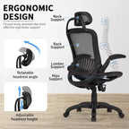Silla de oficina FDW con respaldo alto, giratoria, de malla, con altura ajustable