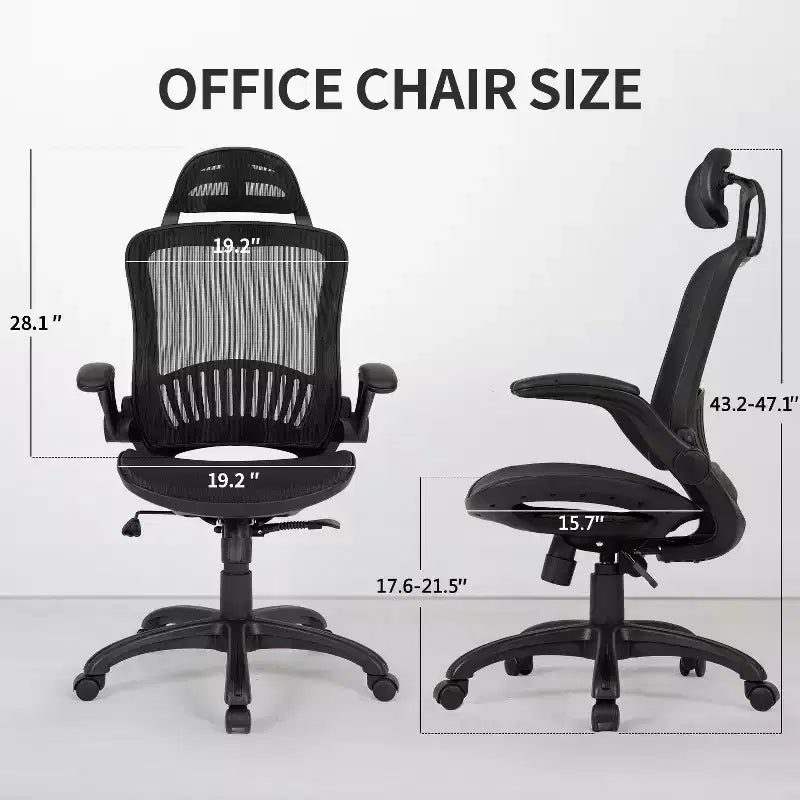 Silla de oficina FDW con respaldo alto, giratoria, de malla, con altura ajustable