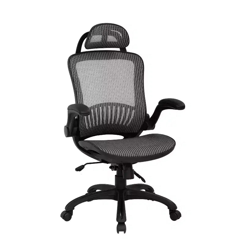 Silla de oficina FDW con respaldo alto, giratoria, de malla, con altura ajustable