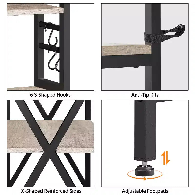 Yaheetech Estante de panadero de 6 niveles con patas ajustables para cocina