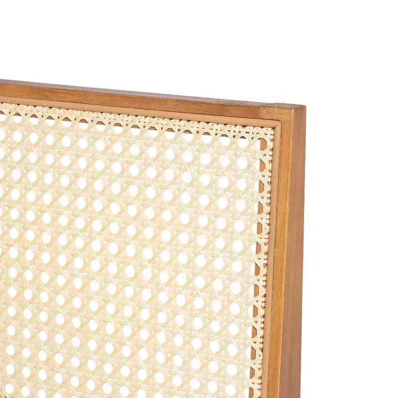Silla de comedor sin brazos Christopher Knight Home Sepp de madera de caucho y ratán con patas en forma de V (juego de 2)