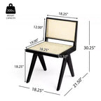 Silla de comedor sin brazos Christopher Knight Home Sepp de madera de caucho y ratán con patas en forma de V (juego de 2)