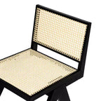 Silla de comedor sin brazos Christopher Knight Home Sepp de madera de caucho y ratán con patas en forma de V (juego de 2)