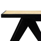 Silla de comedor sin brazos Christopher Knight Home Sepp de madera de caucho y ratán con patas en forma de V (juego de 2)