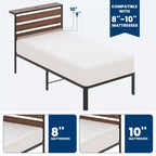 Estructura de cama Lusimo Twin de metal con plataforma, estación de carga e iluminación LED, ahorro de espacio, fácil montaje
