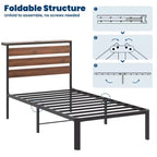 Estructura de cama Lusimo Twin de metal con plataforma, estación de carga e iluminación LED, ahorro de espacio, fácil montaje