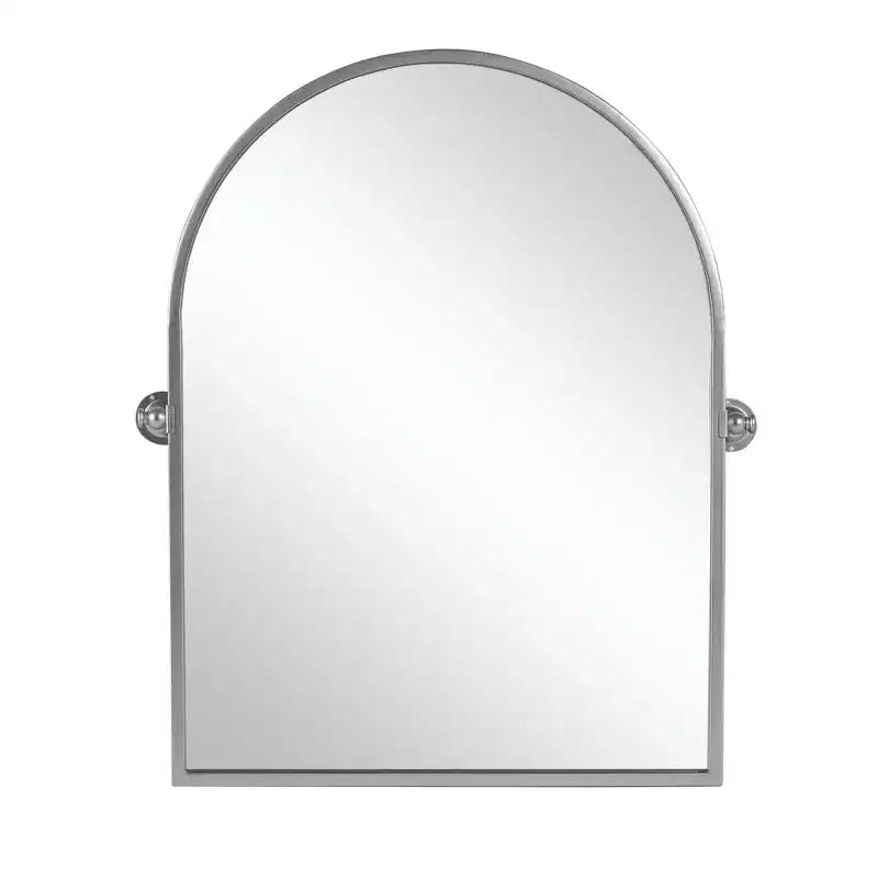 Espejo colgante con marco de hierro, en forma de arco rectangular, con herrajes plateados, 91x61x4cm