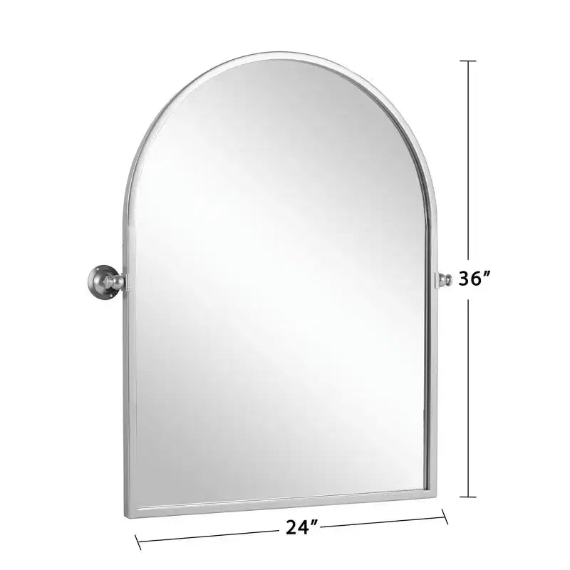 Espejo colgante con marco de hierro, en forma de arco rectangular, con herrajes plateados, 91x61x4cm