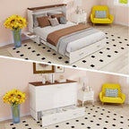 Cama Murphy Queen Keloyid con Armazón de MDF Blanco, Estación de Carga y Cajón de Almacenamiento