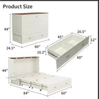 Cama Murphy Queen Keloyid con Armazón de MDF Blanco, Estación de Carga y Cajón de Almacenamiento