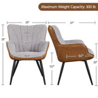 Yaheetech Juego de 2 sillones modernos de respaldo curvo y plisado para sala de estar, comedor, dormitorio, gris y marrón retro