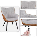 Yaheetech Juego de 2 sillones modernos de respaldo curvo y plisado para sala de estar, comedor, dormitorio, gris y marrón retro