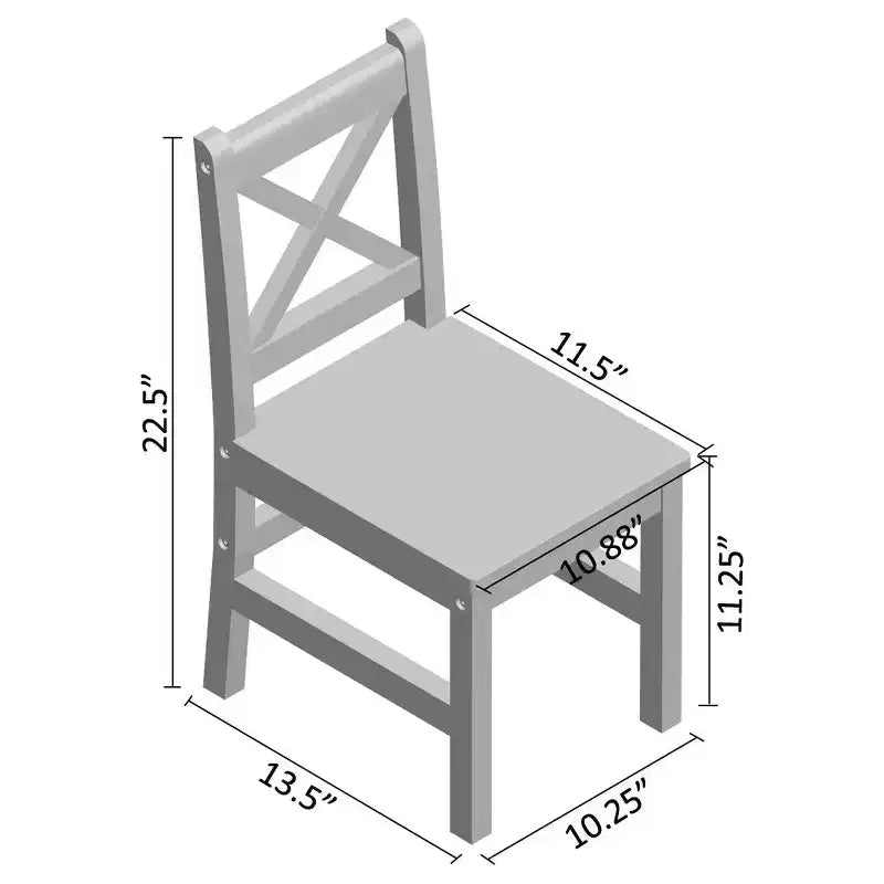 Silla de madera maciza para niños eHemco con respaldo en X, juego de 2