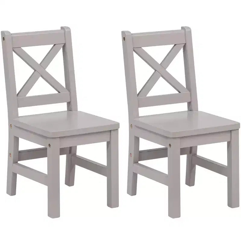 Silla de madera maciza para niños eHemco con respaldo en X, juego de 2