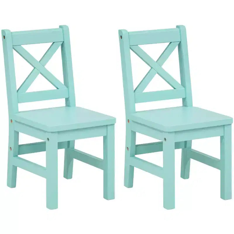 Silla de madera maciza para niños eHemco con respaldo en X, juego de 2