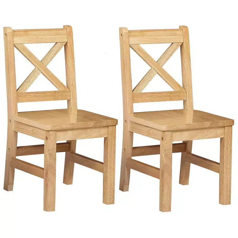 Silla de madera maciza para niños eHemco con respaldo en X, juego de 2