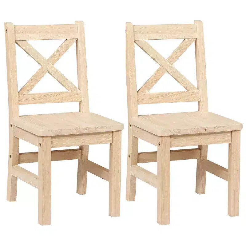 Silla de madera maciza para niños eHemco con respaldo en X, juego de 2