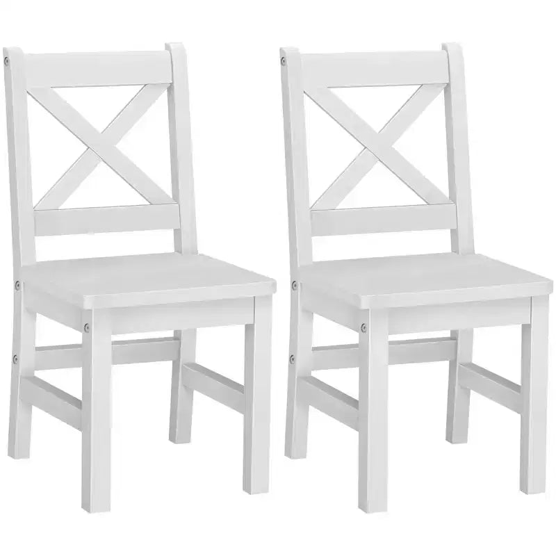 Silla de madera maciza para niños eHemco con respaldo en X, juego de 2