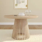 Mesa de comedor redonda Plank+Beam 48 Lido, mesa de cocina minimalista de madera maciza para 4 personas