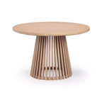 Mesa de comedor redonda Plank+Beam 48 Lido, mesa de cocina minimalista de madera maciza para 4 personas