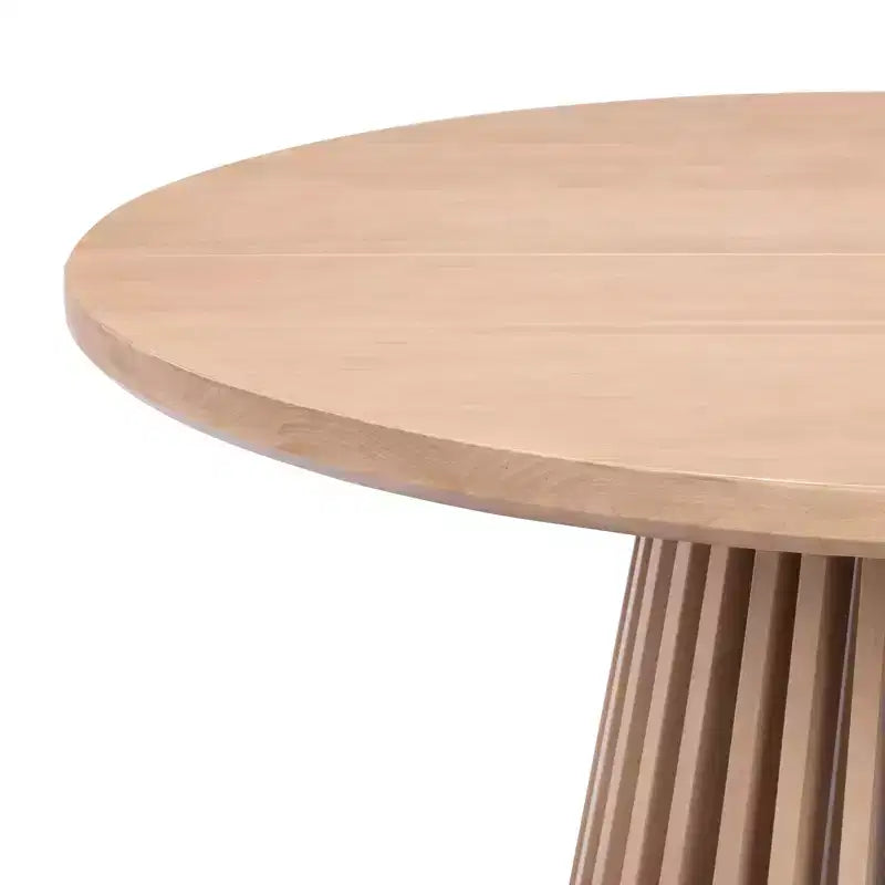 Mesa de comedor redonda Plank+Beam 48 Lido, mesa de cocina minimalista de madera maciza para 4 personas